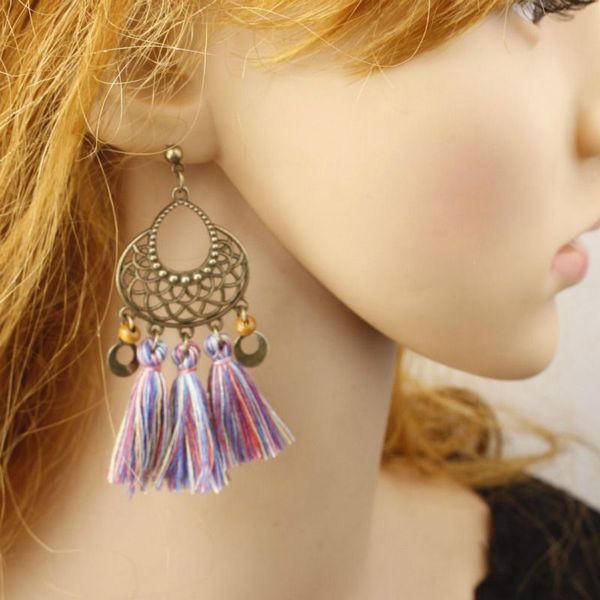 

new bohemia korean big tassel earrings for women geometric statement earring jewelry gift orecchini pendientes mujer weekend party, Silver