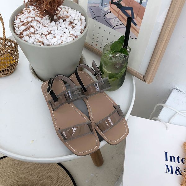 

boussac transparent pvc sandals women one strap elegant ladies shoes summer beach sandals shoes women swc0699, Black