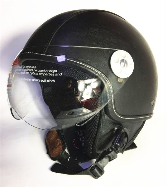 

new leather motorcycle helmet retro vintage steampunk cruiser chopper scooter cafe racer moto helmet 3/4 open face dot