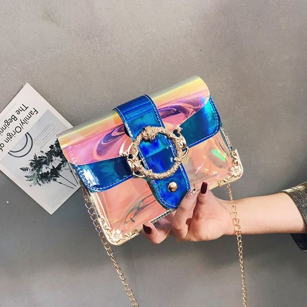 

pvc mobile phone bag 2020 chain soft shoulder belt fashion shoulder bag laser women's beach wallet