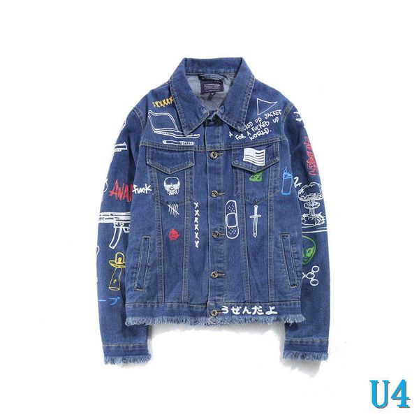 

new mens jeans jacket men streets doodle denim coat male motorbike jean coat jackets asian size men clothingu4, Black;brown