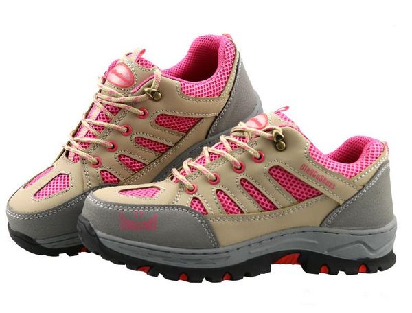 

women steel toe casual work shoes women lace up pink outdoor work safety boots for woman plus size 34-40 summer safety shoes, Black;brown