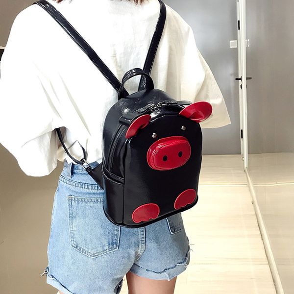 

35#women bag wild fashion leather bags personality cartoon pig small backpack high qulaity casual shoulders bag bolsa feminina