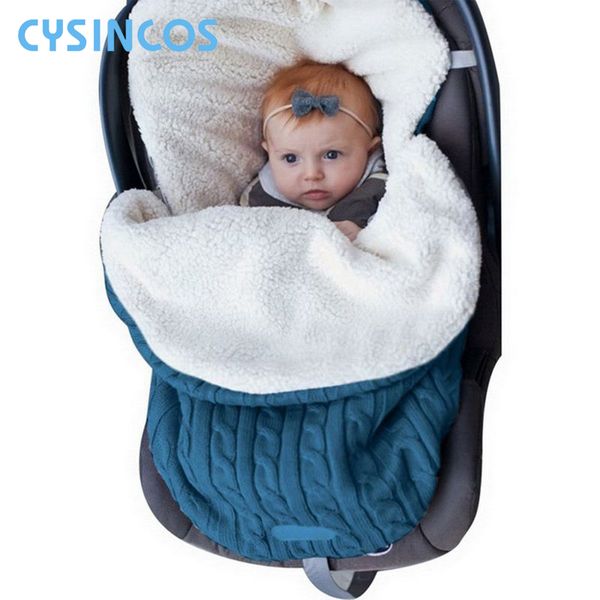 

baby sleeping bag newborn winter autumn warm infant stroller cotton knitted envelopes blanket fleece sleep sack