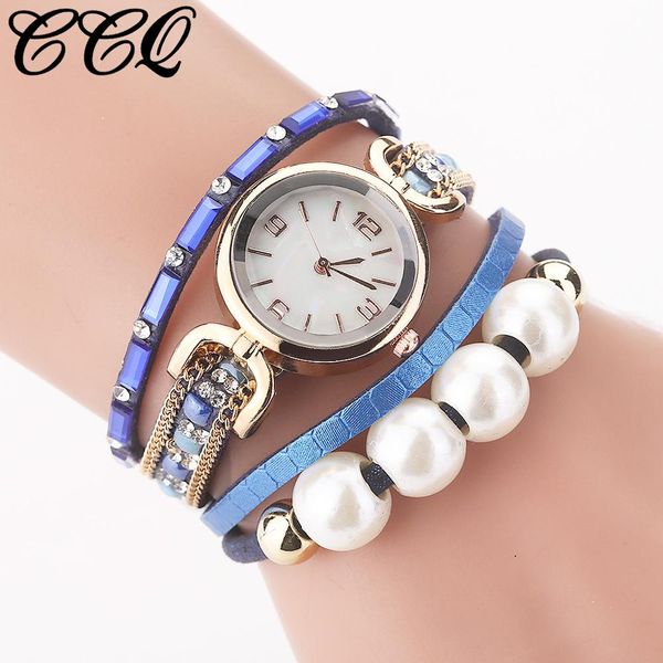 

ccq vintage design shining pearl bracelet watch fashion ladies watch women's quartz casual wristwatch clock zegarek damski a30, Slivery;brown