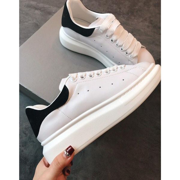 

New Alexanders 2019 Mcqueens Leather Mens Sneaker Oversized Sneaker Raised White Black Red Leather Platform Casual Shoes