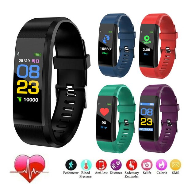 

id115 plus для женщин для мужчин цветной экран спорт шагомер часы фитнес tracker wristband heart rate monitor шагомер смарт полосы, Slivery;brown