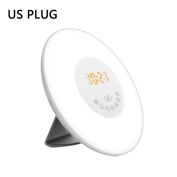 

colorful led electronic alarm clock simulated sunrise and sunset nature wake-up sleep music colorful night light