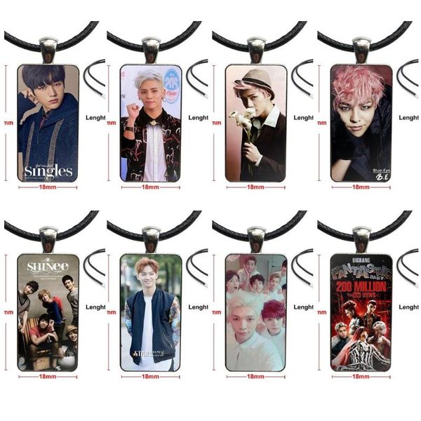 

glass pendant necklace handmade half pendant rectangle necklace for women fashion jewelry k- bigbang daesung se7en, Silver
