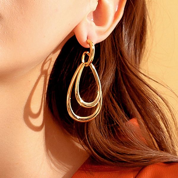 

new arrival drop earrings for women double-layer water-drop creative individual ear ornament wholesale fashion jewelry, Silver