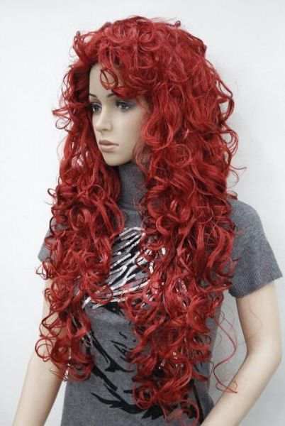 

парик полный парик темно моды сексуальных женщин красный курчавый 30" длинные синтетические волосы густую бесплатная доставка