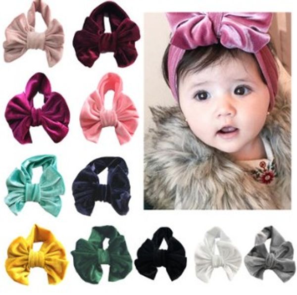 

50pcs/lot diy multi pleuche big bowknot headbands simple childen elasticity hair bands styling tools accessories ha655, Brown
