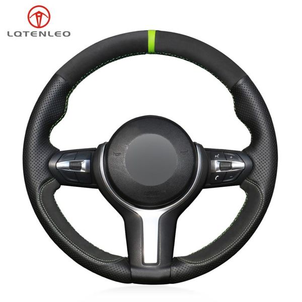 

lqtenleo black leather suede car steering wheel cover for m2 f87 m3 f80 m4 f82 f83 m5 f10 m6 f06 f12 f13 x5 m f85 x6 m f86