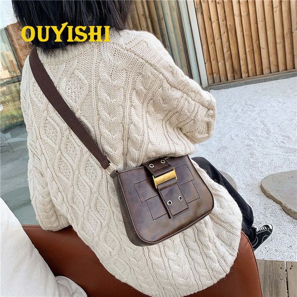 

2020 new design classic retro style women saddle shoulder bags pu leather solid color with magnetic buckles handbags