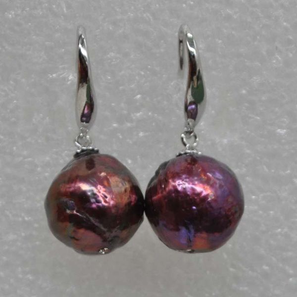 

dark colors furrow kasumi pearl dangle earring 11-12mm ing, Silver