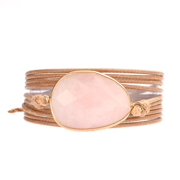 

pink crystal stones women leather wrap bracelets, Golden;silver