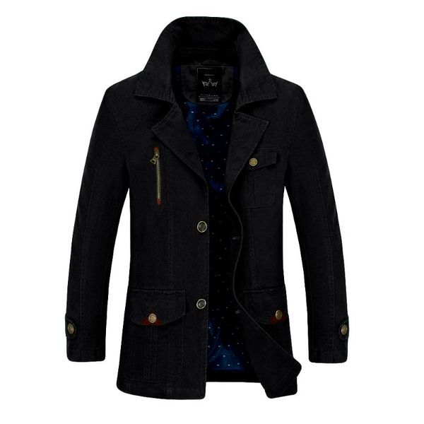 

jaycosin new arrive men jacket autumn winter casual sportswear fashion medium length lapel button cotton windbreaker coat, Black;brown