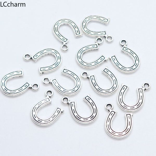 

40pcs tibetan silver u-shaped horseshoe charms pendants beads 14x17mm craft jewelry findings, Bronze;silver