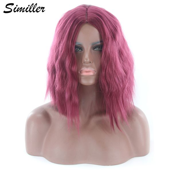 

similler women short kinky curly hair synthetic wigs for cosplay high temperature fiber wine red light dark brown gold, Black