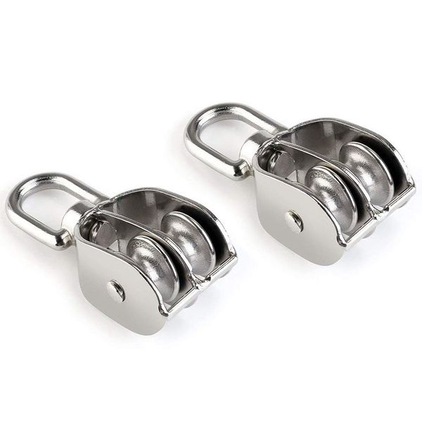

funn-double pulley block 2pcs stainless steel 304 double swivel pulley block
