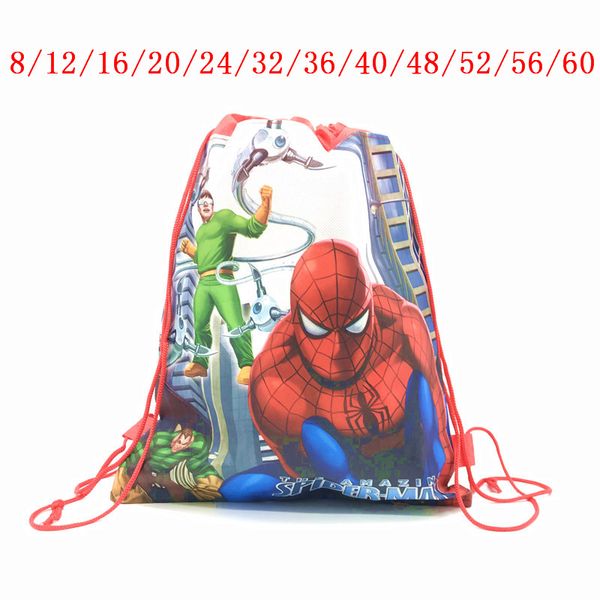 

8pcs/60pcs baby shower non-woven fabric birthday party gift bag drawstring backpack for kids favors child gifts bags