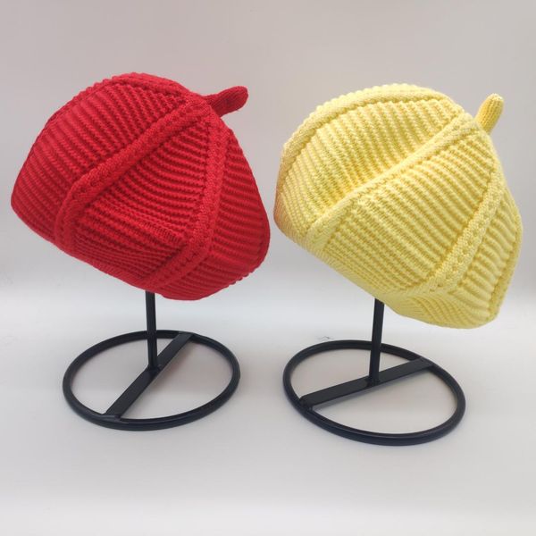 

new fashion women kid winter warm crochet beret cap new girl casual cotton pumpkin hat female child girl british artist hat