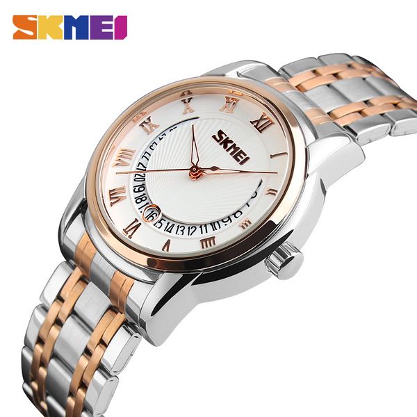 

skmei golden luxury business watch waterproof classic brand men digital wristwatch complete calendar time electronic clock 9122, Slivery;brown