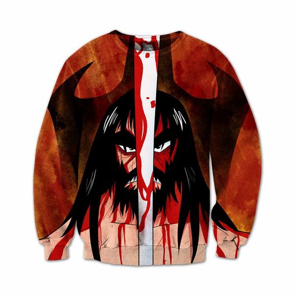 

новейшая мода женская / мужская аниме крутой самурай забавный 3d принт harajuku повседневная толстовка с круглым вырезом плюс размер b088, Black