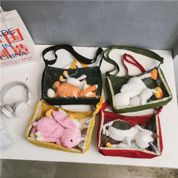 

transparent jelly pvc pu pain bag baby shoulder slung 2020 new cute doll anime two yuan around handbag