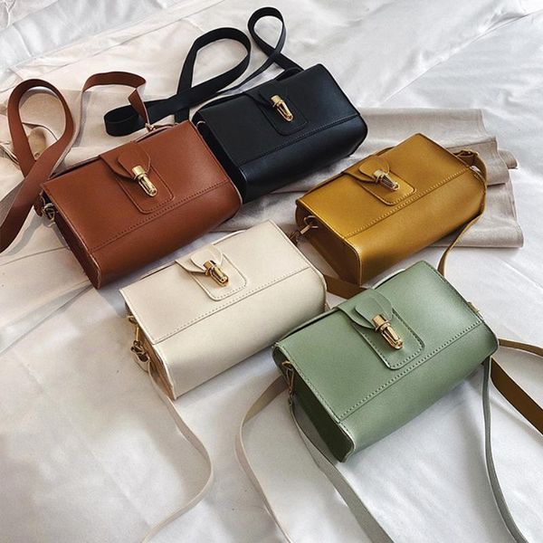 

new fashion solid crossbody bags for ladies messenger bags shoulder bag women retro flap mini pu leather simple travel handb