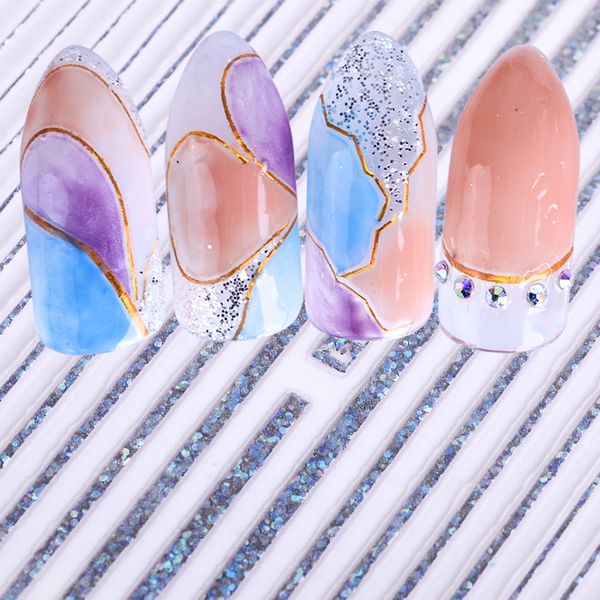 

laser gold silver striping 3d wave lines tips nail art sticker wrap decal transfer tool manicure foil decoration jif137/139, Black