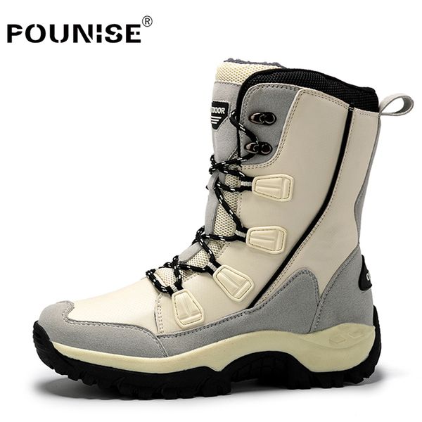 

women's snow boots 2019 winter warm plush ankle boots casual shoes women fashion female waterproof leather shoes plus36-42, Black