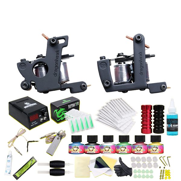 

beginner tattoo kit 2 guns liner shader immotral inks lcd power supply disposable needles tips tattoo supply