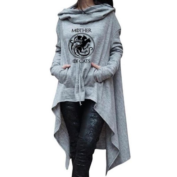 

толстовки для женщин лонга нерегулярной матери ca letters print harajuku топы толстовка женщина clothings дряблой женский смешных hoody, Black