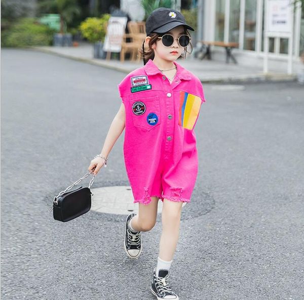 

jumpsuits 2021 wholesale girls overalls summer fashion shorts 4-9t f233, Blue
