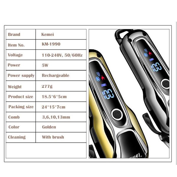 

kemei 1990 rechargeable clipper professional hair trimmer electric shaver barber hair cutting machine haircut accessories sweet07 twlgi