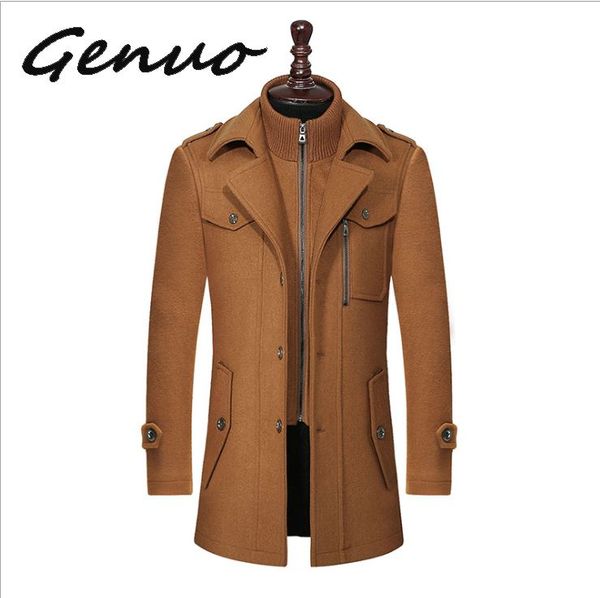 

genuo новый 2019 новый зимний шерстяное пальто slim fit куртки мода верхняя одежда теплый человек повседневная куртка пальто пальто пальто п, Black