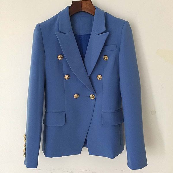 

autumn winter fashion 2018 runway designer jacket women metal lion buttons double breasted jackets outer coat lake blue clothes, Black;brown