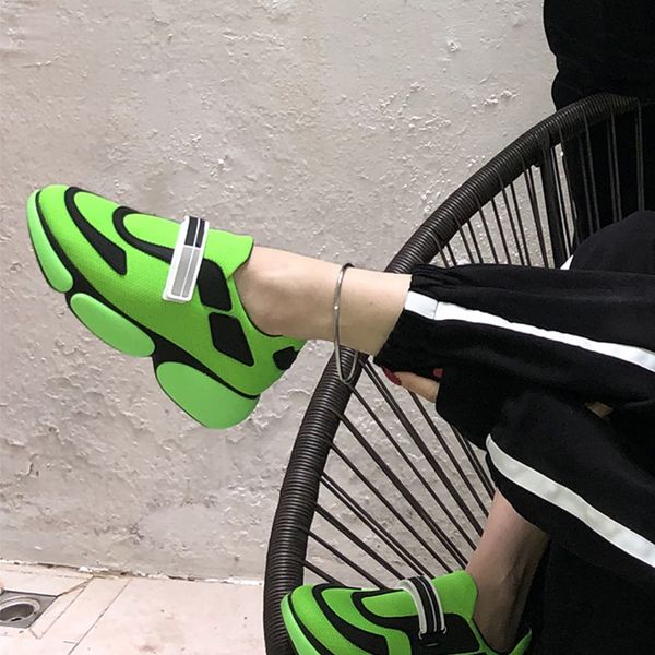 

2020 spring new women's casual shoes green fashion sneakers for women comfortable thick-soled shoes heighten non-slip, Black
