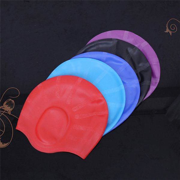 

new silicone gel waterproof ear cup long hair protection swimming swim pool sports swimwear cap hats for men women ladies adults