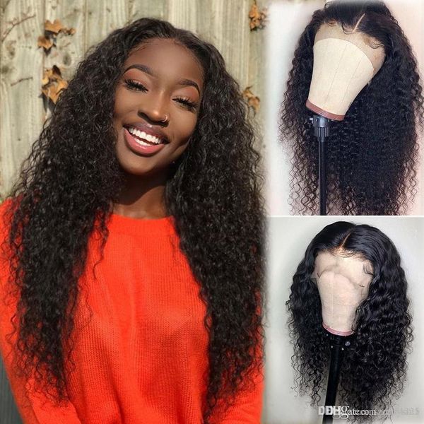 

250% density 360 lace frontal wigs brazilian kinky curly wigs pre plucked with baby hair remy human hair wigs, Black