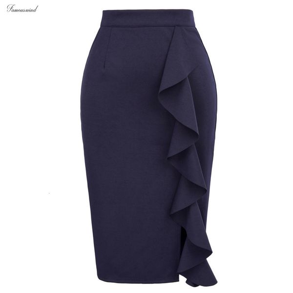 

bodycon юбка нового sexy оборки юбка wear бизнес работа офис высоких талии вскользь женщины тонкого midi юбка лето, Black