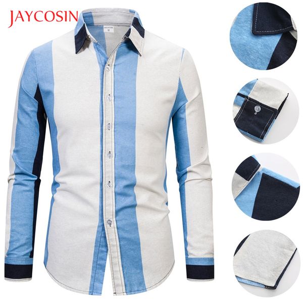 

joycosin 2019 мужская рубашка осень зима мужская одежда повседневная мода лоскутное триколор с длинным рукавом кнопка рубашка уличная одежда, White;black