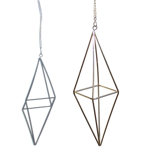 

air plants holder tanding hanging golden quadrilateral shape geometric flowers rack for wedding wall decor