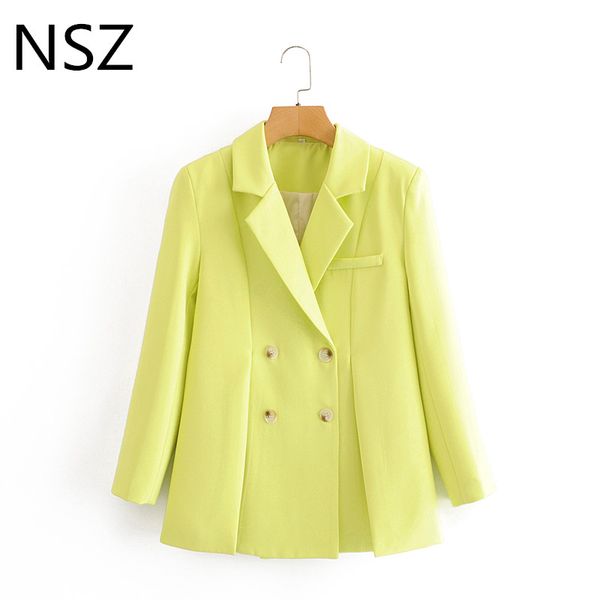 

women's suits & blazers nsz women double breast blazer solid elegant office ladies work chic jacket business suit coat formal outwear f, White;black