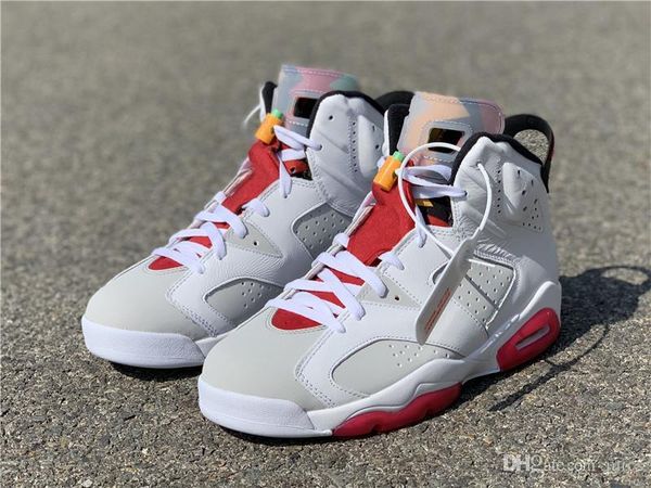 

authentic air high 6 hare basketball shoes men women neutral grey white true red black 6s trainers sneakers ct8529-062 with original box