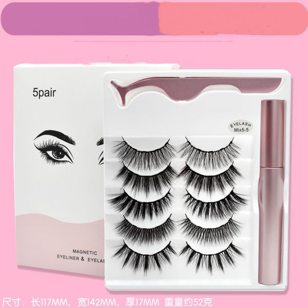 

mixing 5 pairs/set magnetic eyelashes with eyeliner and tweezer false eyelashes makeup reusable eyelash no glue needed epacket