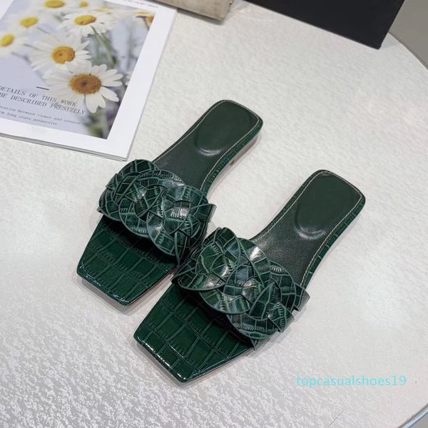 

women textured luxury sandals fashion summer classics shoes flats beach sandals solid color rivet /cfy2002272 t19, Black