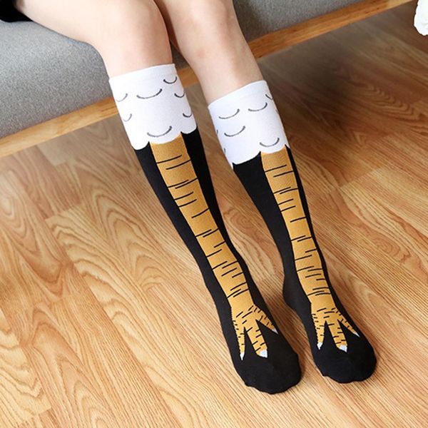 

creative socks with chicken print toe trendy women fashion thigh chicken toe feet ladies 3d cartoon animal socks, Black;white