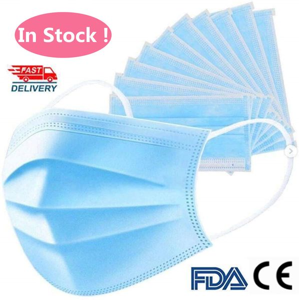 

in stock fda ce certificate dust-proof masks with elastic earrings 3 layers disposable anti eust virus mouth protective face masks dhl